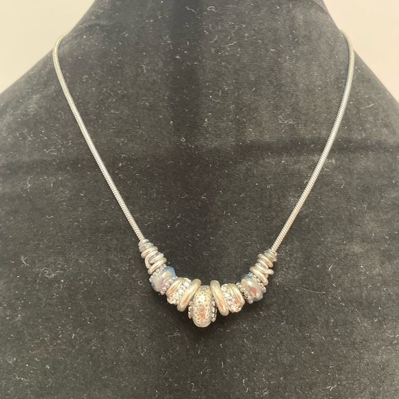Chico’s Silver Tone Necklace with Beaded and Rhinestone Accents - Picture 1 of 5